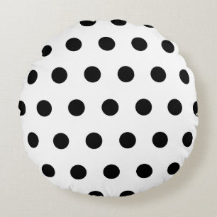 White and Black Polka Dot Round Cushion
