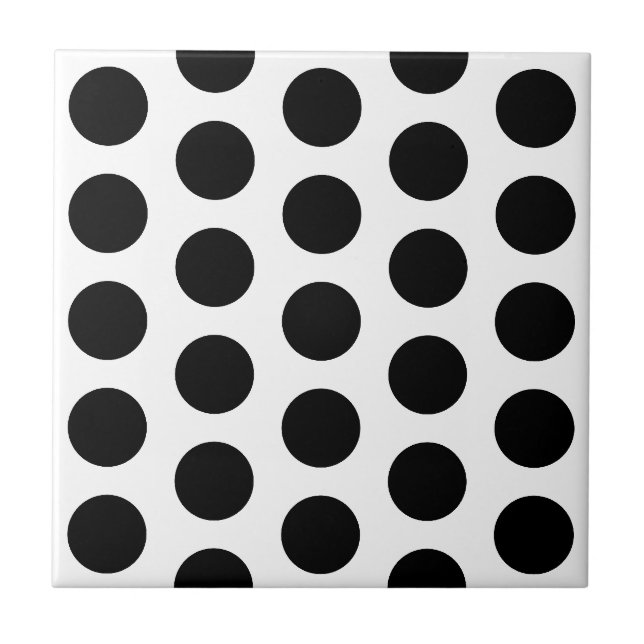 WHITE AND BLACK POLKA DOT STYLISH SIMPLE CUSTOM TILE (Front)