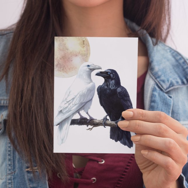 White and Black Raven Postcard (Creator Uploaded)