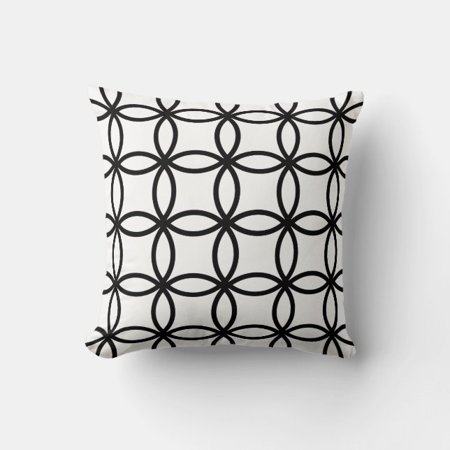 White and Black Rings Cushion (Front)