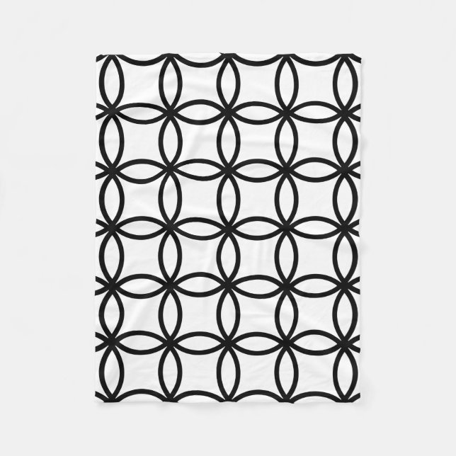 White and Black Rings Fleece Blanket (Front)