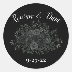 White and Black Rose Gothic Favour Sticker Labels