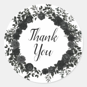 White and Black Rose Gothic Sticker Favour Labels