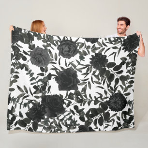 White and Black Rose Gothic Wedding Blanket