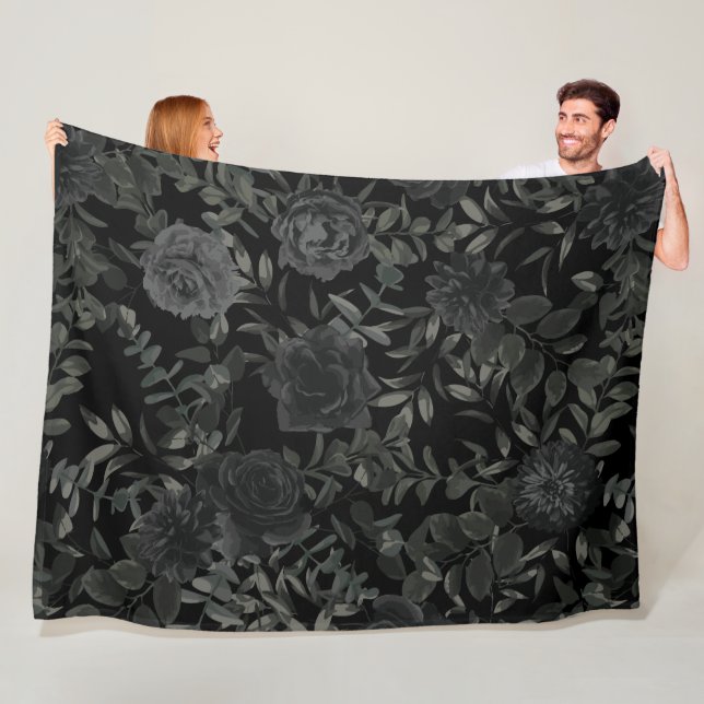 White and Black Rose Gothic Wedding Blanket (In Situ)