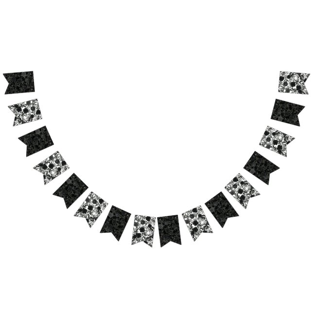 White and Black Rose Gothic Wedding Bunting (All)