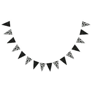 White and Black Rose Gothic Wedding Bunting Bunting