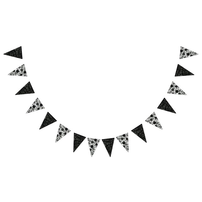 White and Black Rose Gothic Wedding Bunting Bunting (All)