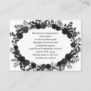 White and Black Rose Gothic Wedding Enclosure Card