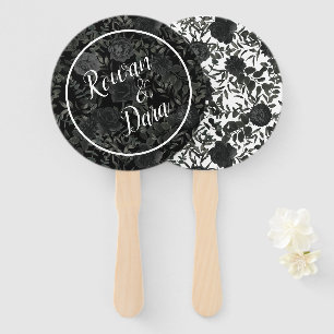 White and Black Rose Gothic Wedding Fans