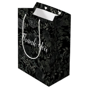 White and Black Rose Gothic Wedding Gift Bag