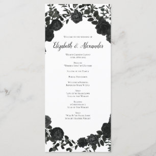 White and Black Rose Gothic Wedding Programs Menu
