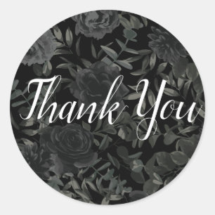 White and Black Rose Gothic Wedding Sticker Labels