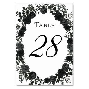 White and Black Rose Gothic Wedding Table Numbers