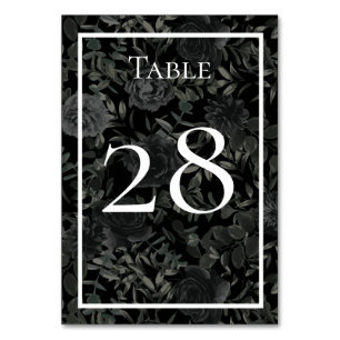White and Black Rose Gothic Wedding Table Numbers