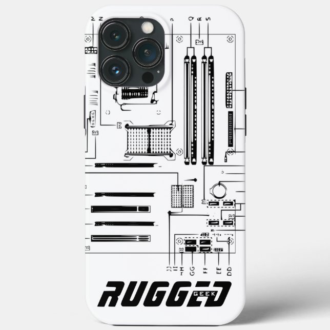 white and black RUGGED GEEK Motherboard Tech Case-Mate iPhone Case (Back)