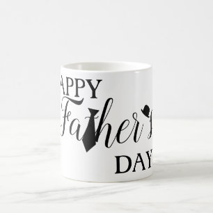 White and Black Scripts Tie Happy Father's Day Coffee Mug