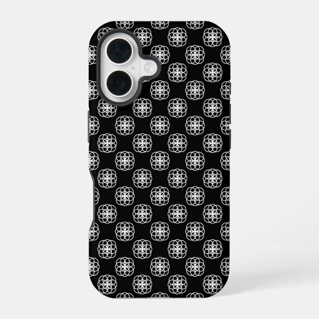 White and Black Seamless Pattern iPhone Backcover  16 Case (Back)