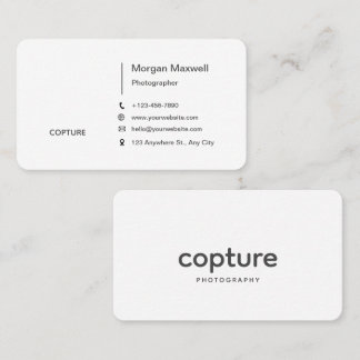 White and Black Simple Clean Photography Business Card