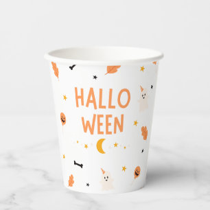 White and Black Simple Halloween  Paper Cups