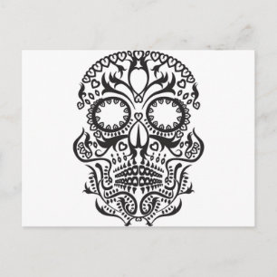 White and Black Skull / Day of the Dead Postcard
