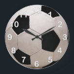 White and Black Soccer Ball Large Clock<br><div class="desc">An image of a white and black soccer ball.  great for the sports fan in your life.</div>