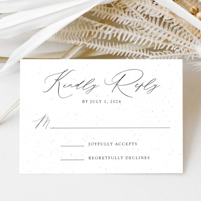 White and Black Speckled Modern Elegance Wedding RSVP Card (Creator Uploaded)