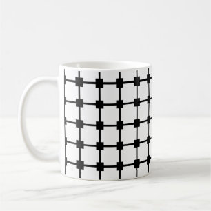 White and Black Square Patterns Modern Monochrome Coffee Mug