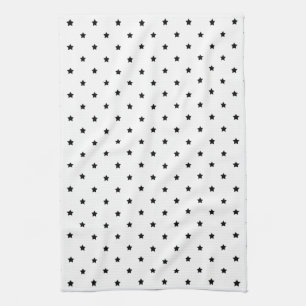White and Black Star Pattern. Tea Towel