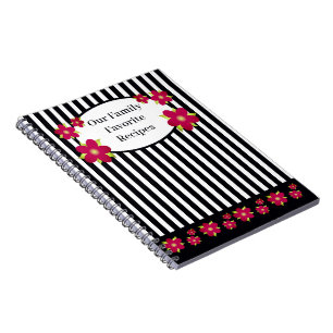 White and black stripe fun girly notebook