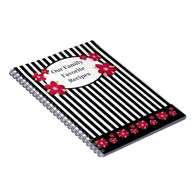 White and black stripe fun girly notebook (Right Side)