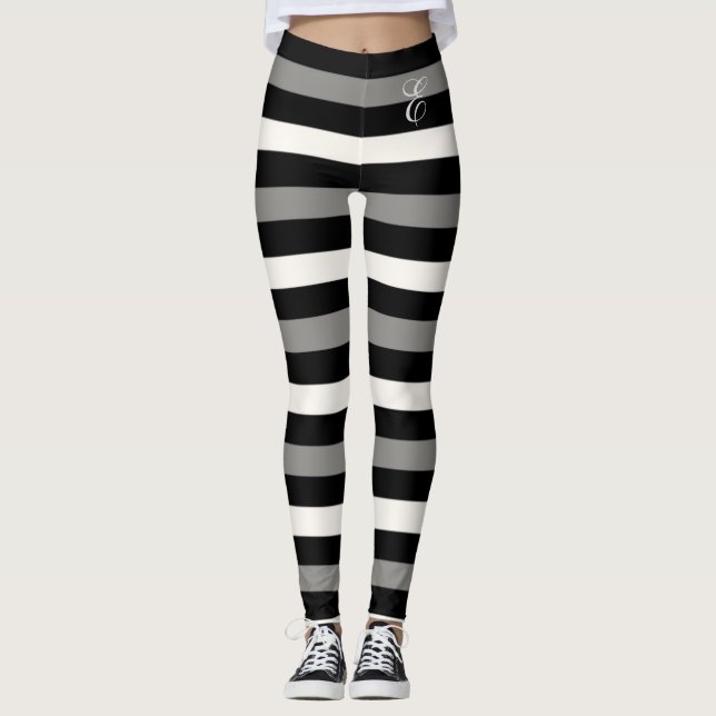White and black stripe leggings (Front)