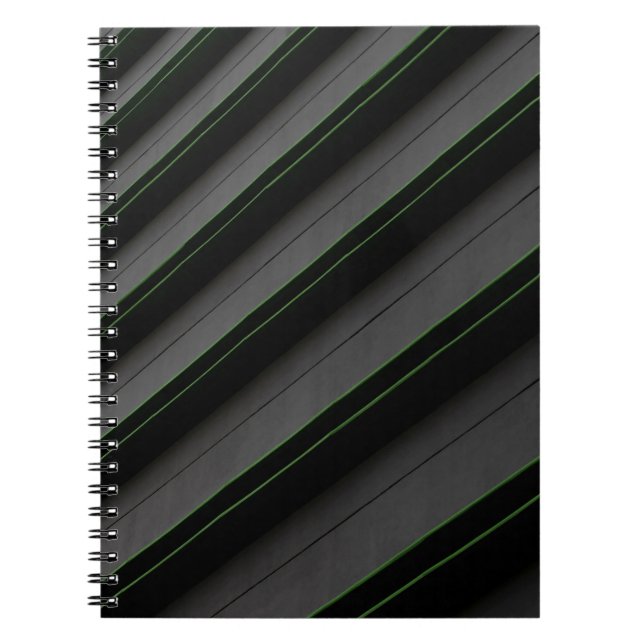 White and black stripe textile notebook (Front)