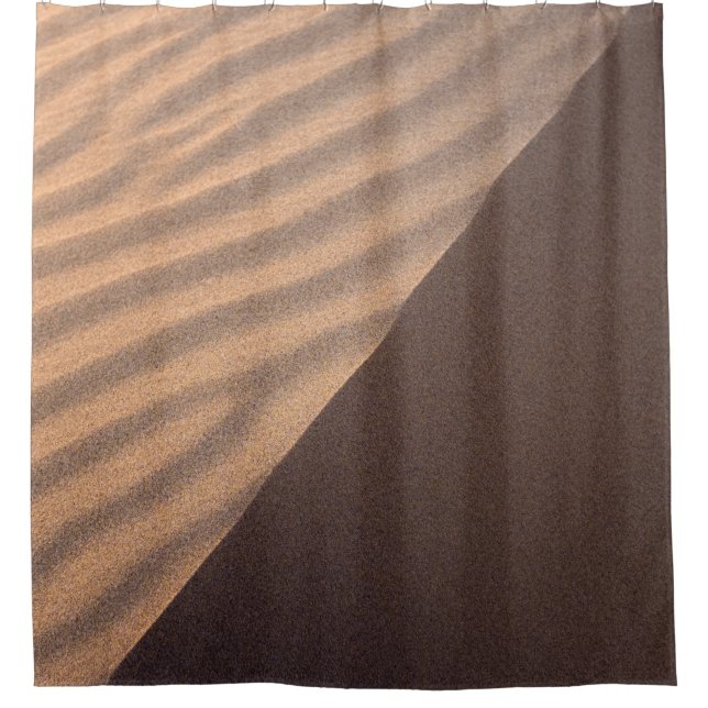 White and black stripe textile shower curtain (Front)