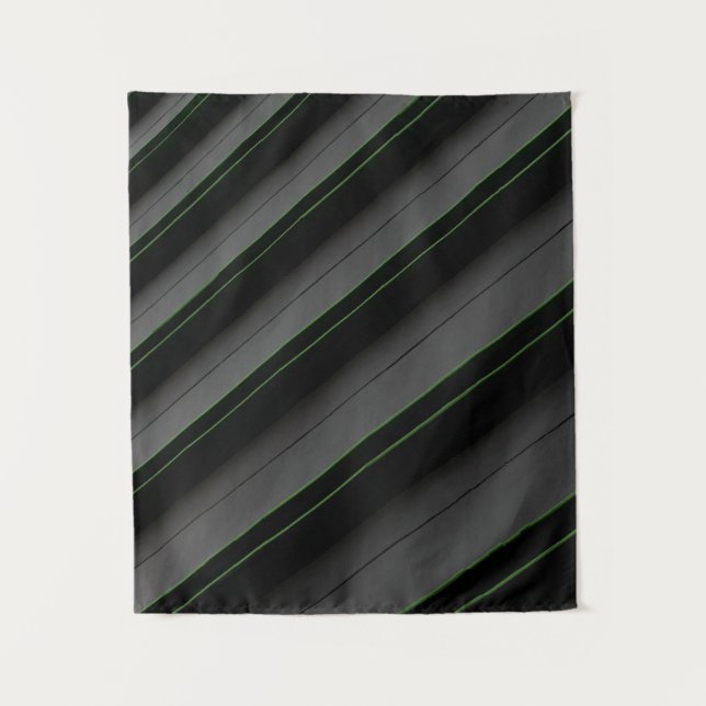 White and black stripe textile tapestry (Front)