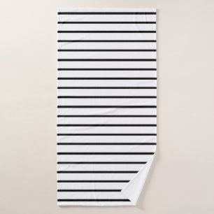 White and Black Stripes Design Bath Towel