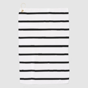 White and Black Stripes Design Golf Towel