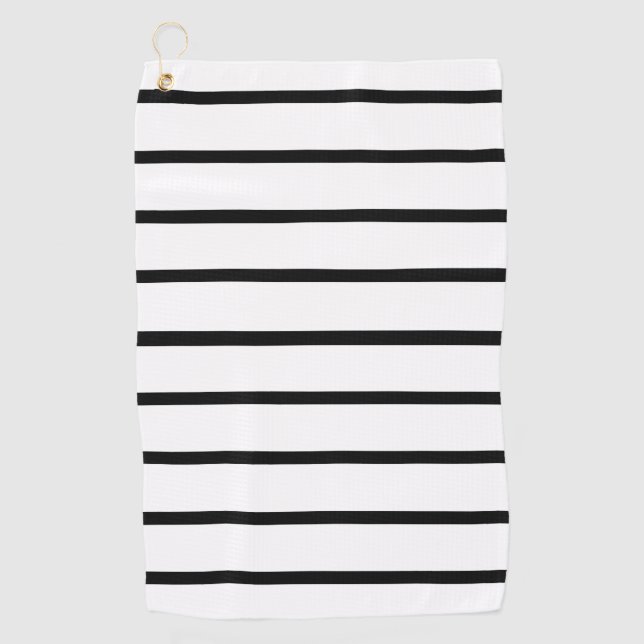 White and Black Stripes Design Golf Towel (Front)
