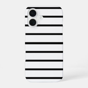 White and Black Stripes Design iPhone 16 Case