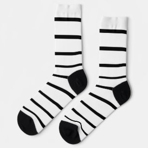 White and Black Stripes Design Socks
