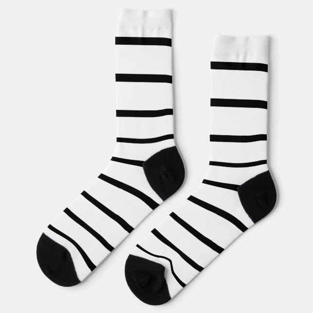 White and Black Stripes Design Socks (Left)