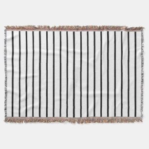 White and Black Stripes Design Throw Blanket