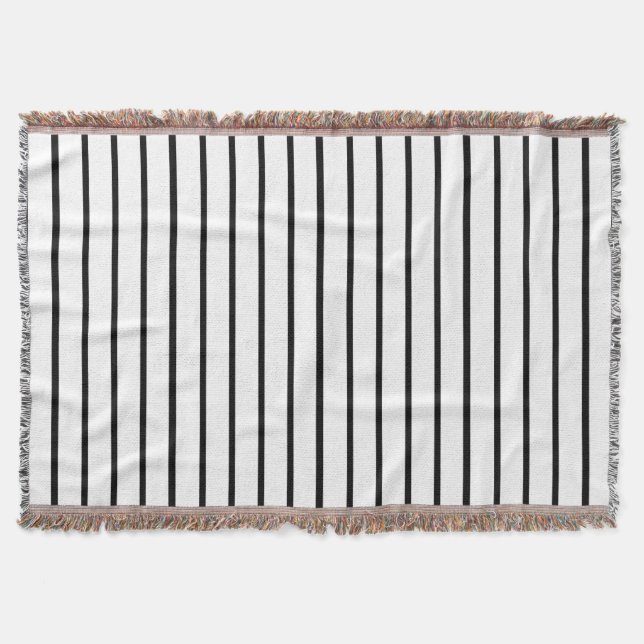 White and Black Stripes Design Throw Blanket (Front)