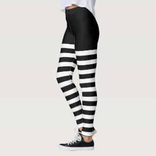 White and Black Stripes Halloween Party Striped Leggings
