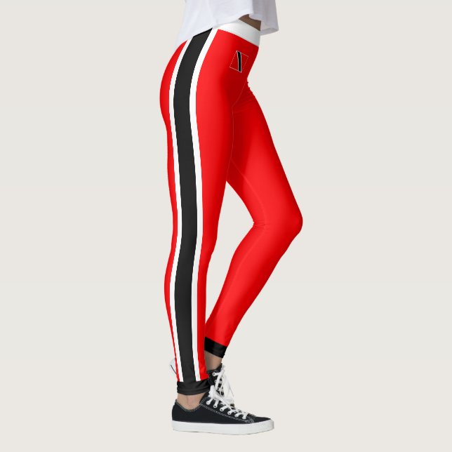 White and Black Stripes on Red Leggings (Right)