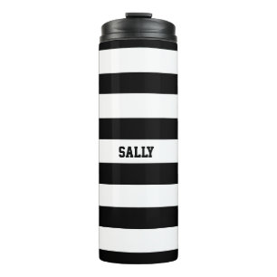 White and black stripes thermal tumbler