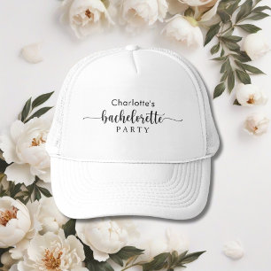 White And Black Stylish Bachelorette Party Trucker Hat