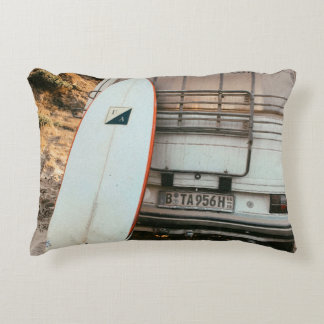 White and black surfboard decorative cushion