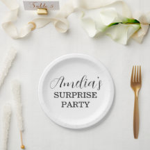 White and Black Surprise Birthday Party Invitation