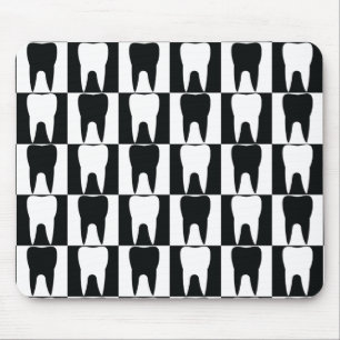 White and black teeth pattern mouse mat